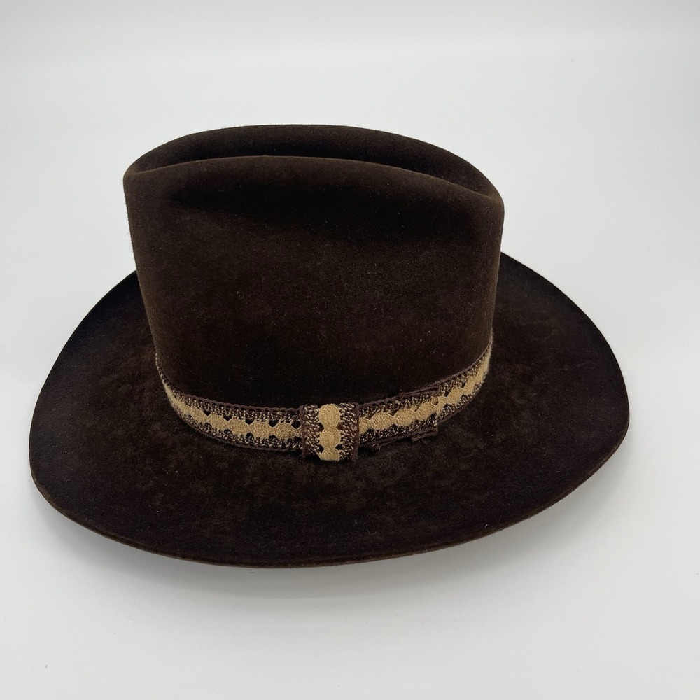 mens stetson cowboy hat 7 1/4 Felt Dark Chocolate Brown Western Boho Classic Vtg